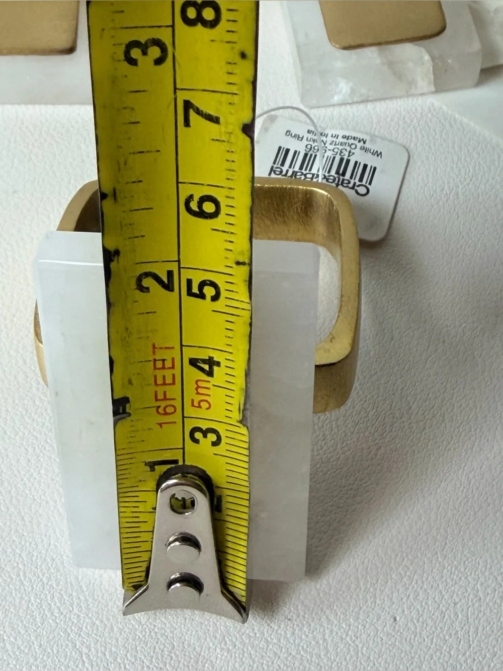 Crate & Barrel White Quartz Marble Gold Napkin Ring s 7pcs set Table Setting